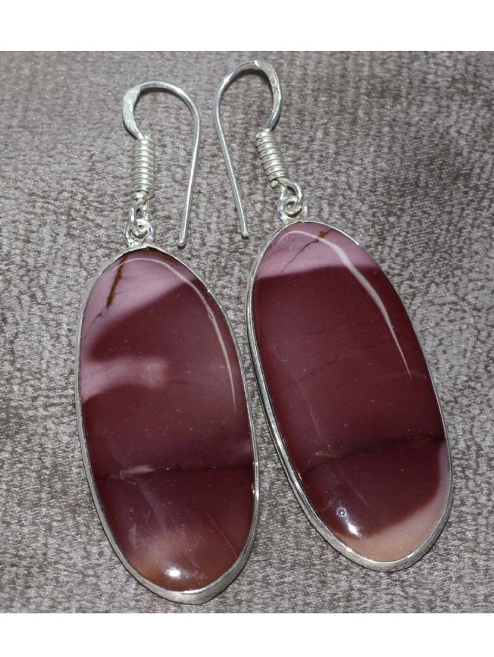 Australian Mookaite Jasper Gemstone 925 Sterling Silver Handmade Dangle Earrings
